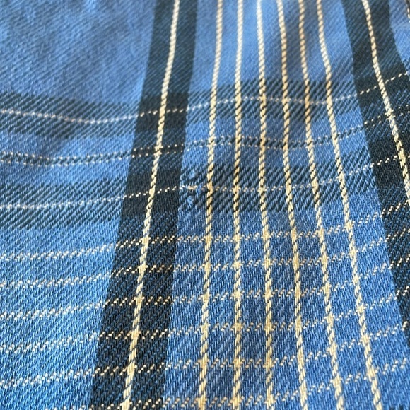 VTG Plaid Shacket XL Blue Winter Run Pockets Dad Oversized Fall Button Down Barn - Picture 15 of 15